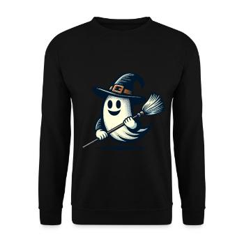 Funny Witch Spirit Witch Broom Halloween Fun - Unisex Sweatshirt - black - Front - Alina (178cm) & Michal (187cm)