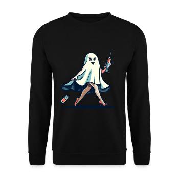 Infirmière drôle Costume de fête d’Halloween - Sweat-shirt Unisexe - noir - Devant - Alina (178cm) & Michal (187cm)