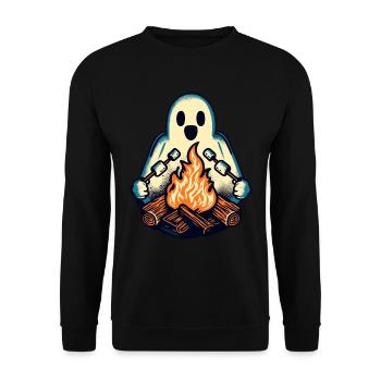Ghost at Campfire Camping Site Halloween Fun - Unisex Sweatshirt - black - Front - Alina (178cm) & Michal (187cm)
