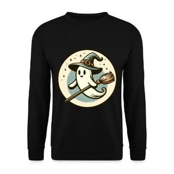 Funny Witch Spirit Witch Broom Vintage Art Style - Unisex Sweatshirt - black - Front - Alina (178cm) & Michal (187cm)