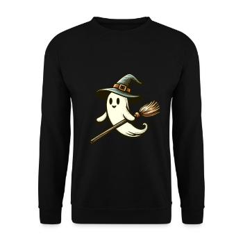 Funny Witch Spirit Witch Broom Vintage Art Style - Unisex Sweatshirt - black - Front - Alina (178cm) & Michal (187cm)