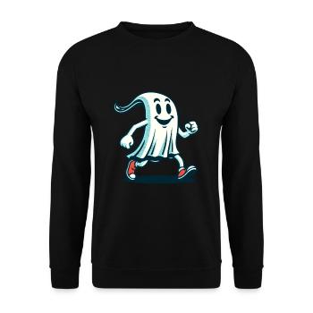 Lustiger Vintage Geist Retro Kunststil - Unisex Pullover - Schwarz - Vorne - Alina (178cm) & Michal (187cm)