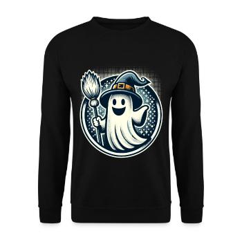 Funny Witch Spirit Witch Broom Vintage Art Style - Unisex Sweatshirt - black - Front - Alina (178cm) & Michal (187cm)