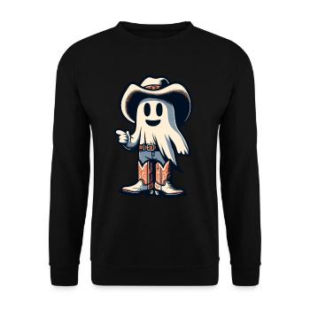 Lustiger Cowboy Geisterjäger Hut Boots Halloween - Unisex Pullover - Schwarz - Vorne - Alina (178cm) & Michal (187cm)