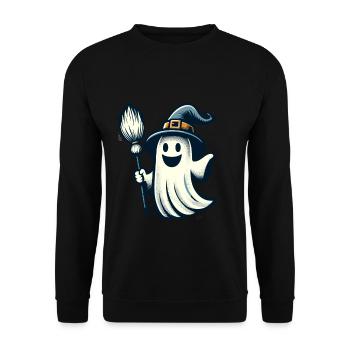Funny Witch Spirit Witch Broom Vintage Art Style - Unisex Sweatshirt - black - Front - Alina (178cm) & Michal (187cm)