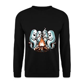 Funny Halloween ghosts at the campfire - Unisex Sweatshirt - black - Front - Alina (178cm) & Michal (187cm)