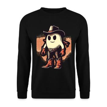 Funny Cowboy Ghost Hat Boots Creepy - Unisex Sweatshirt - black - Front - Alina (178cm) & Michal (187cm)