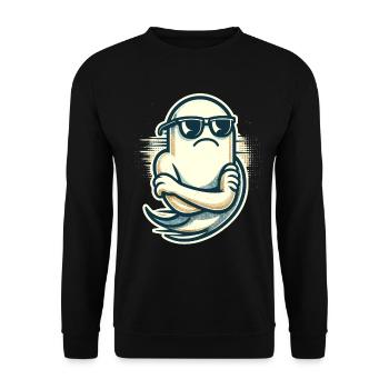 Cool Ghost Vintage Art Style Halloween Party - Unisex Pullover - Schwarz - Vorne - Alina (178cm) & Michal (187cm)