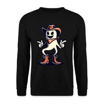 Drôle Cowboy fantôme Halloween costume - Sweat-shirt Unisexe - noir - Devant - Alina (178cm) & Michal (187cm)