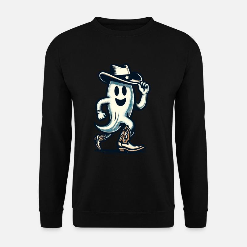 Funny Cowboy Ghost Halloween Party - Unisex Sweatshirt - black