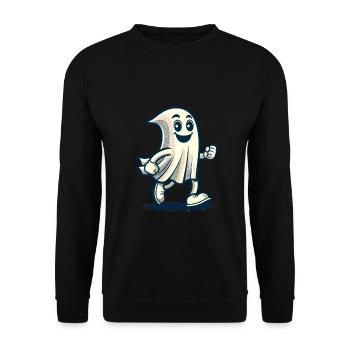 Drôle Vintage Fantôme Rétro Art Style Halloween - Sweat-shirt Unisexe - noir - Devant - Alina (178cm) & Michal (187cm)