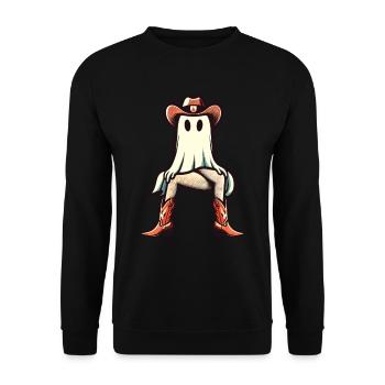 Funny Ghost Cowboy girl Boots Cowboy Hat - Unisex Pullover - Schwarz - Vorne - Alina (178cm) & Michal (187cm)
