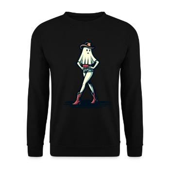 Drôle Halloween Fille Fantôme Bottes Chapeau De Cowboy - Sweat-shirt Unisexe - noir - Devant - Alina (178cm) & Michal (187cm)