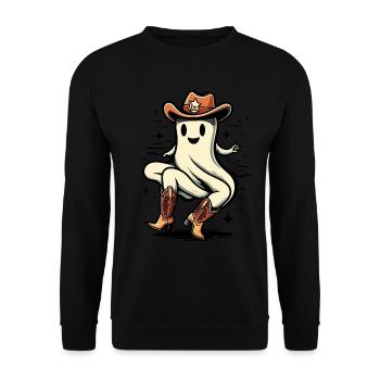 Drôle Halloween Party Creepy Ghost Cowboy - Sweat-shirt Unisexe - noir - Devant - Alina (178cm) & Michal (187cm)