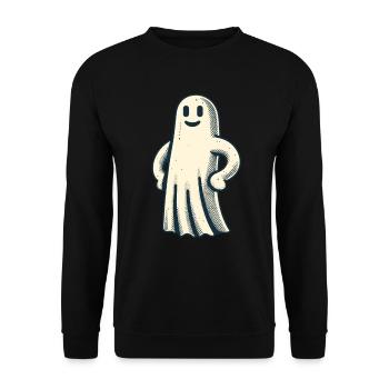 Lustiger Vintage Geist Retro Art Style Halloween - Unisex Pullover - Schwarz - Vorne - Alina (178cm) & Michal (187cm)