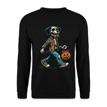 Undead Zombie Dog Trick or Treat Halloween - Unisex Sweatshirt - black - Front - Alina (178cm) & Michal (187cm)
