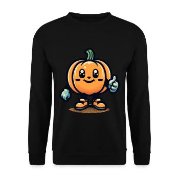 Kawaii Pumpkin Cute Halloween Pumpkin Decoration - Unisex Sweatshirt - black - Front - Alina (178cm) & Michal (187cm)
