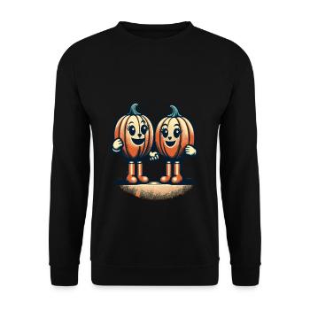 Cute Pumpkin Twins Halloween Costume Decoration - Unisex Sweatshirt - black - Front - Alina (178cm) & Michal (187cm)