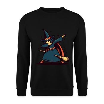 Dabbende Hexe Lustige Halloween Hexe - Unisex Pullover - Schwarz - Vorne - Alina (178cm) & Michal (187cm)