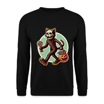 Undead Zombie Cat Trick or Treat Halloween - Unisex Sweatshirt - black - Front - Alina (178cm) & Michal (187cm)