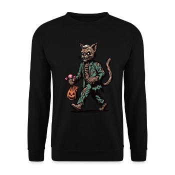Chat zombie mort-vivant Halloween - Sweat-shirt Unisexe - noir - Devant - Alina (178cm) & Michal (187cm)