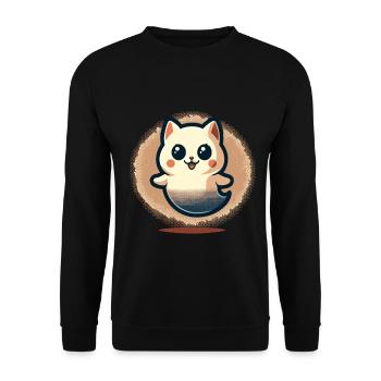 Niedliche Geister Katze Kawaii Geist Haustier - Unisex Pullover - Schwarz - Vorne - Alina (178cm) & Michal (187cm)
