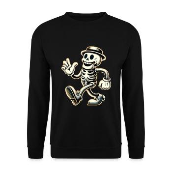 Squelette d’os d’Halloween de dessin animé vintage rétro - Sweat-shirt Unisexe - noir - Devant - Alina (178cm) & Michal (187cm)