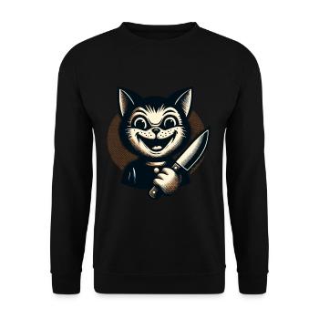 Chat effrayant Psycho Pet Décoration d’Halloween - Sweat-shirt Unisexe - noir - Devant - Alina (178cm) & Michal (187cm)
