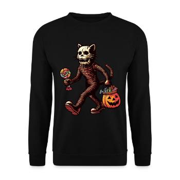 Chat zombie mort-vivant Halloween - Sweat-shirt Unisexe - noir - Devant - Alina (178cm) & Michal (187cm)
