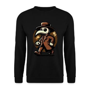 Rétro Vintage Dessin animé Halloween Costume Plague Doctor - Sweat-shirt Unisexe - noir - Devant - Alina (178cm) & Michal (187cm)