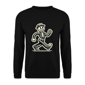 Squelette d’os d’Halloween de dessin animé vintage rétro - Sweat-shirt Unisexe - noir - Devant - Alina (178cm) & Michal (187cm)