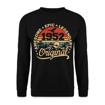 Original 1952 Geburtstagsgeschenk 1952 Retro 1952 - Unisex Pullover - Schwarz - Vorne - Alina (178cm) & Michal (187cm)