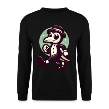 Rétro Vintage Dessin animé Halloween Costume Décoration - Sweat-shirt Unisexe - noir - Devant - Alina (178cm) & Michal (187cm)