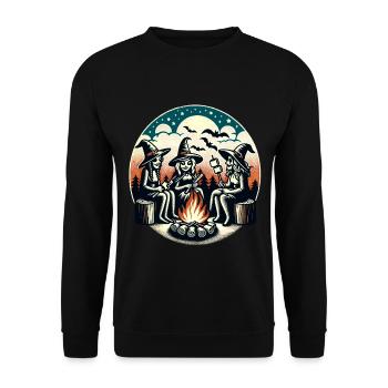 Camping Campfire Vintage Witches Design - Unisex Sweatshirt - black - Front - Alina (178cm) & Michal (187cm)