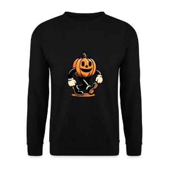 Retro Cartoon Kürbis Vintage Halloween Stil - Unisex Pullover - Schwarz - Vorne - Alina (178cm) & Michal (187cm)