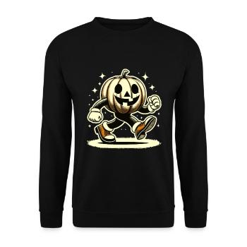 Retro Cartoon Kürbis Vintage Halloween Stil - Unisex Pullover - Schwarz - Vorne - Alina (178cm) & Michal (187cm)