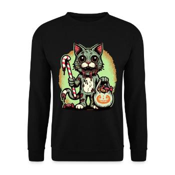 Chat zombie effrayant Trick or Treat - Sweat-shirt Unisexe - noir - Devant - Alina (178cm) & Michal (187cm)