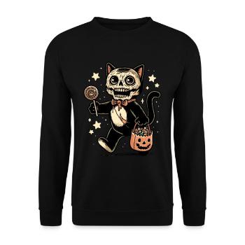 Chat zombie mort-vivant Halloween - Sweat-shirt Unisexe - noir - Devant - Alina (178cm) & Michal (187cm)