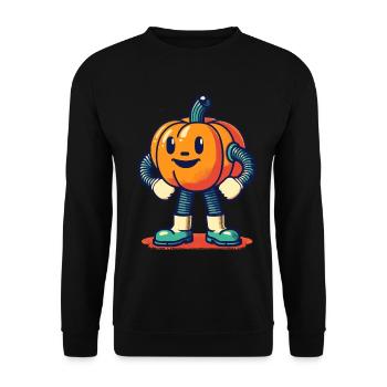 Retro Cartoon Kürbis Vintage Halloween Stil - Unisex Pullover - Schwarz - Vorne - Alina (178cm) & Michal (187cm)