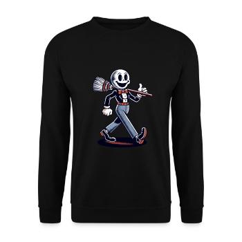 Dessin animé rétro balai de sorcière Magic Vintage Design - Sweat-shirt Unisexe - noir - Devant - Alina (178cm) & Michal (187cm)