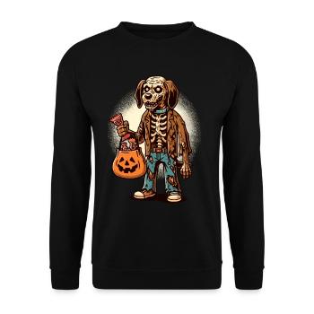 Undead Zombie Dog Trick or Treat Halloween - Unisex Sweatshirt - black - Front - Alina (178cm) & Michal (187cm)