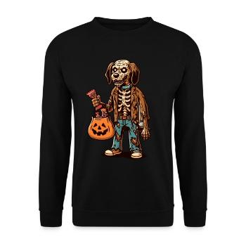 Undead Zombie Dog Trick or Treat Halloween - Unisex Sweatshirt - black - Front - Alina (178cm) & Michal (187cm)