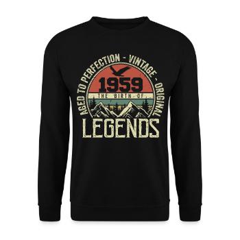 Geburtstag 1959 Jahrgang 1959 Retro - Jahrgang 1959 - Unisex Pullover - Schwarz - Vorne - Alina (178cm) & Michal (187cm)