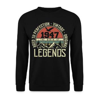 Anniversaire 1947 Vintage 1947 Rétro - Né en 1947 - Sweat-shirt Unisexe - noir - Devant - Alina (178cm) & Michal (187cm)