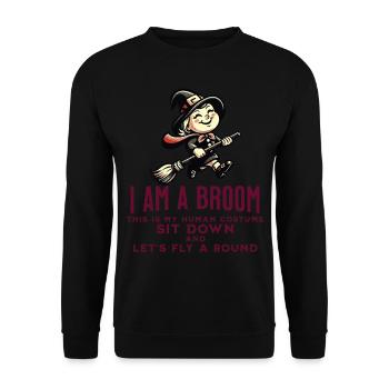 Lustiger Halloween Spruch Bin Ein Besen Hexe - Unisex Pullover - Schwarz - Vorne - Alina (178cm) & Michal (187cm)