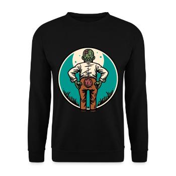 Funny Undead Butt Halloween Costume Decoration - Unisex Sweatshirt - black - Front - Alina (178cm) & Michal (187cm)