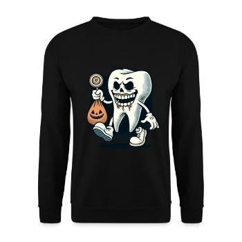 Undead Zombie Tooth Halloween Costume Decoration - Unisex Sweatshirt - black - Front - Alina (178cm) & Michal (187cm)