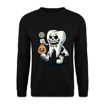 Halloween Dental Hygiene Funny Zombie Tooth - Unisex Sweatshirt - black - Front - Alina (178cm) & Michal (187cm)