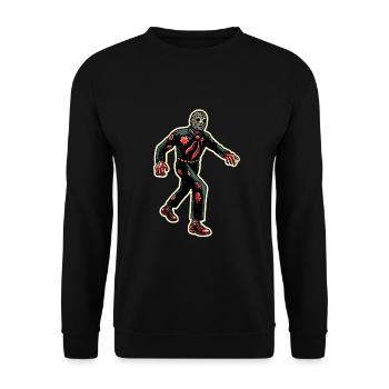 Retro Vintage Stil Halloween Zombie Kostüm Deko - Unisex Pullover - Schwarz - Vorne - Alina (178cm) & Michal (187cm)