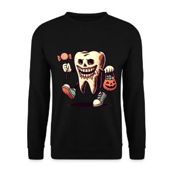 Halloween Dental Hygiene Funny Zombie Tooth - Unisex Sweatshirt - black - Front - Alina (178cm) & Michal (187cm)